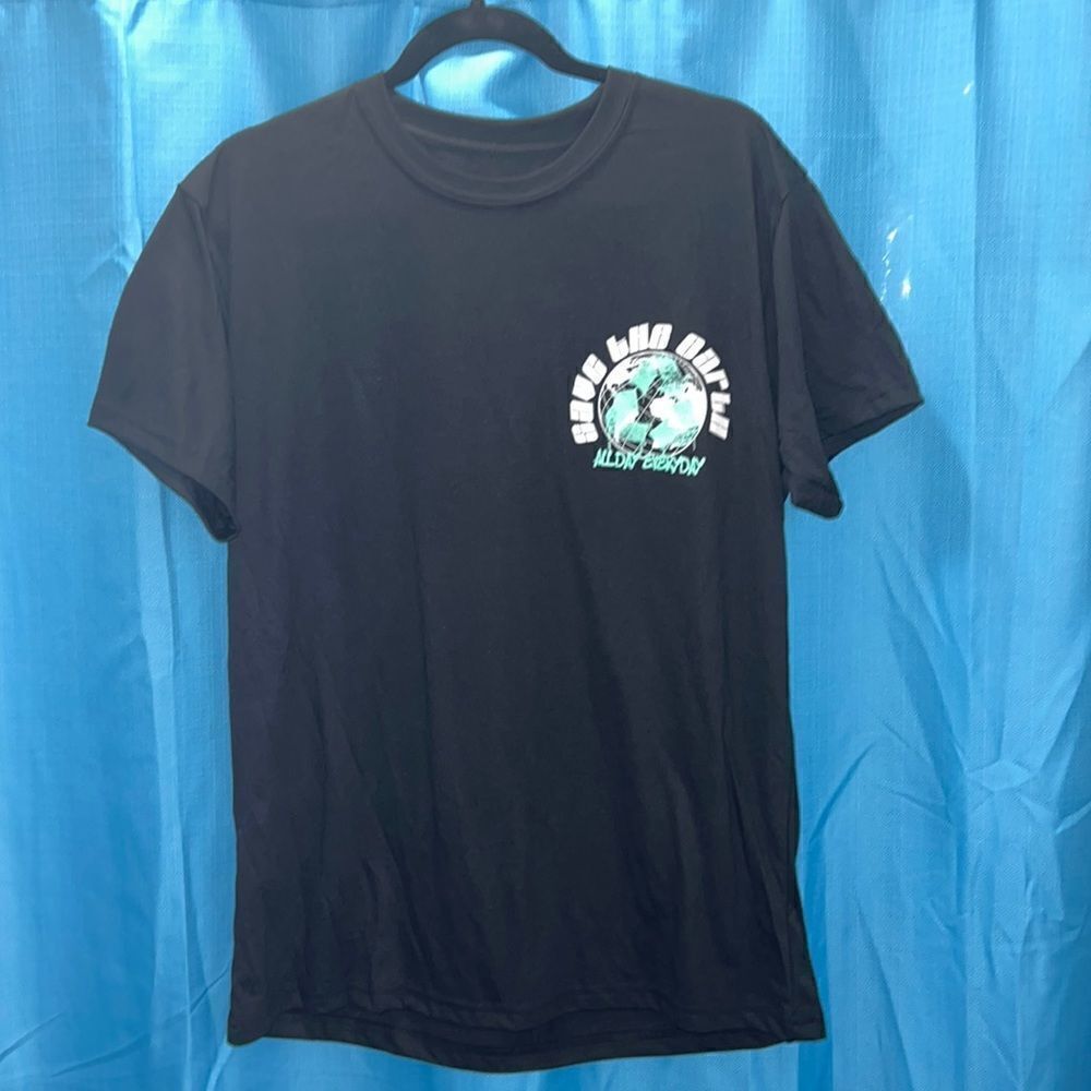 Save the World Earth shirt black green white